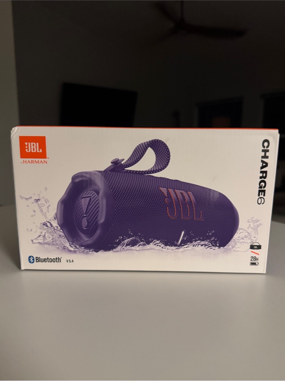 JBL Charge 6 Portable Bluetooth Speaker - Purple / Orange Logo NIB UNOPENED